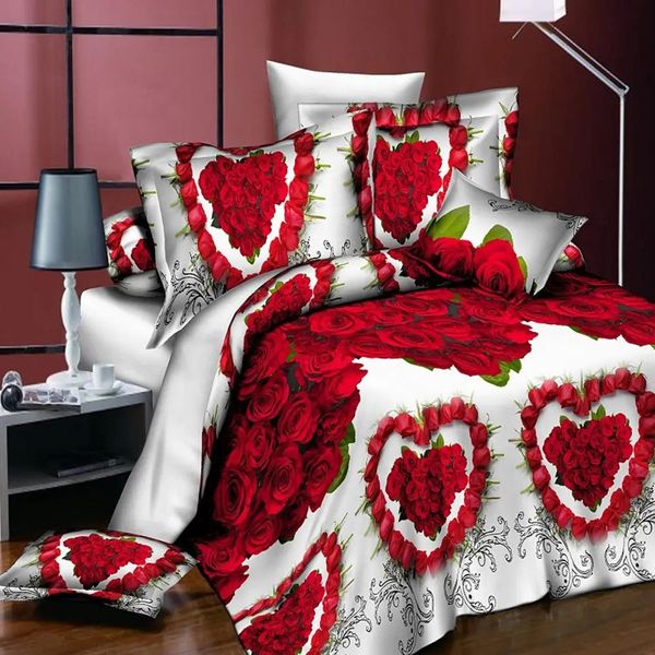 Комплекты постельного белья, 18 стилей, белый, красный цветок, 3D комплект, пододеяльник, наволочка, постельное белье, одеяла Queen Twin без одеяла 231009