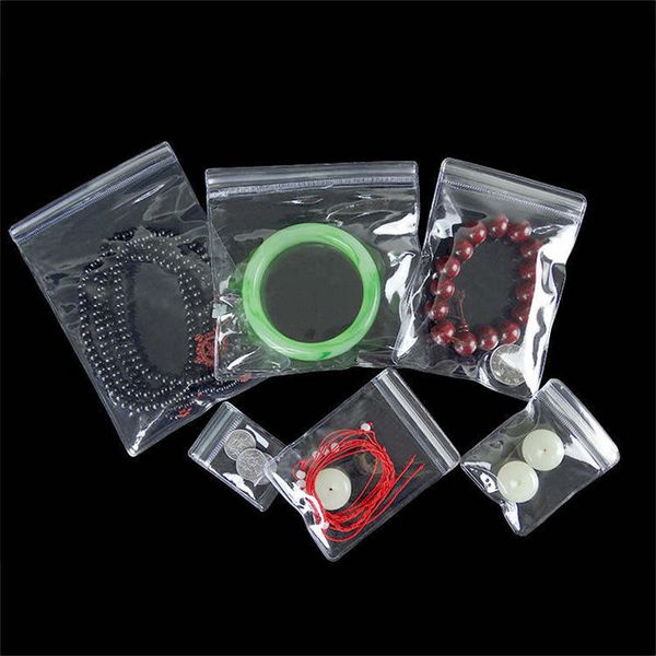 Pequenos sacos de embalagem de PVC transparente Cola flexível Espessamento de plástico Resealable Seal Zipper Lock Bolsa para brincos anéis pérolas joias decorações de jade armazenamento de varejo