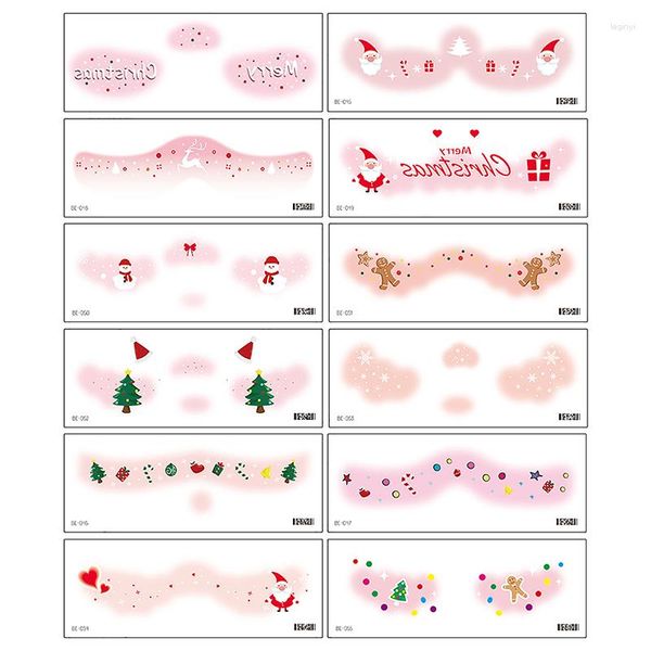 Вечеринка, рождественская временная татуировка для лица, наклейка для детей, милый мультяшный макияж для лица, праздничный декор, румяна с милым лосем