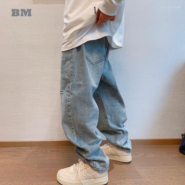 Männer Jeans Koreanische Hip Hop Zerrissene Baggy Männer Kleidung Japanische Streetwear Gerade-Bein Denim Cargo Hosen Harajuku Casual Hosen männlichen