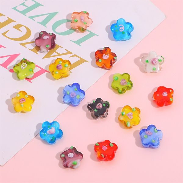 50 pçs vintage irregular vidro flor de ameixa contas diy artesanal frisado acessórios fazendo pulseira colar materiais