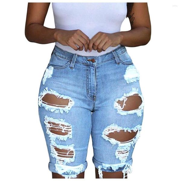 Frauen Shorts 2023 Denim Löcher Zerrissene Jeans Frauen Elastische Zerstört Legging Kurze Hosen Dünne Sommer Femme Plus Größe 3XL