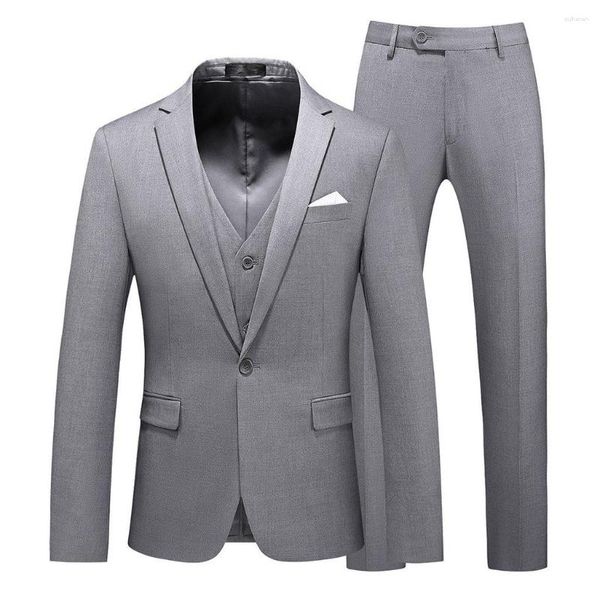 Ternos masculinos clássico moda masculina 3 peças terno para padrinhos de casamento slim fit baile smoking preto cinza calça de negócios