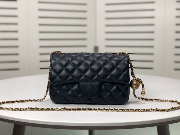 Designer-Tasche für Damen, Luxus-Mode-Designer-Tasche, schwarze Umhängetasche mit Klappe, hochwertiges Roaring-Caviar-Schaffellleder, Kette für Damen, Modellnummer 1116