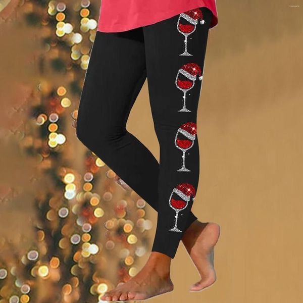 Pantaloni leggings da donna natalizi trasparenti per le donne, pantaloncini da allenamento per il freddo, a vita alta