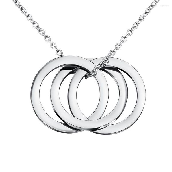Ожерелья с подвесками MYLONGINGCHARM, персонализированные переплетенные 3 круга, ожерелье на заказ, семейные имена, ювелирные изделия из нержавеющей стали, подарок