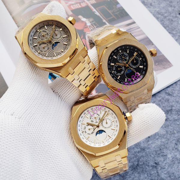 Relógio masculino relojes de alta qualidade designer luxo relógio movimento automático sol lua multifuncional dial tamanho 42mm à prova dwaterproof água relógio aço inoxidável para homem orologi.