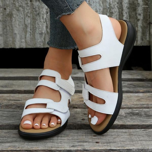 Sandalen 2023 frauen Schuhe Sommer Komfortable Offene spitze HookLoop Mode Damen Römischen Casual Flache Schuh Sandalia Mujer Verano