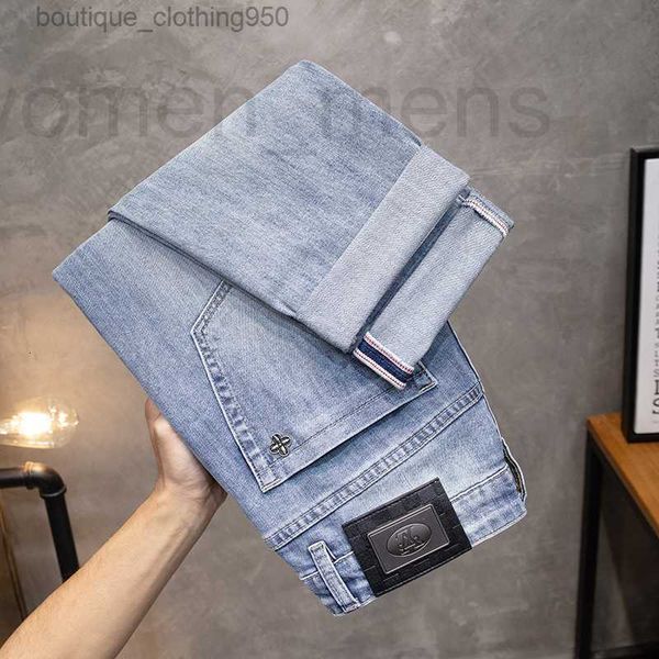 Herren-Jeans, Designer-Sommerjeans für Herren, europäische Herrenhose, Jugend, lässig, außen, einfach gewaschen, mittlere Taille, leicht elastisch, Grau, 4SIY