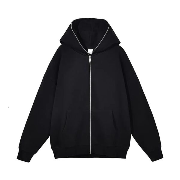 Herrenjacken Harajuku Jacke Sweatshirts Männer Zip Up Hoodies Retro Langarm Übergroße schwarze Kapuzenpullover Mäntel 231009