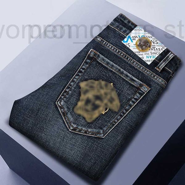 Jeans masculinos designer verão nova moda personalizada luz luxo jean homens elástico fino ajuste leggings europeus a6ru c1wt