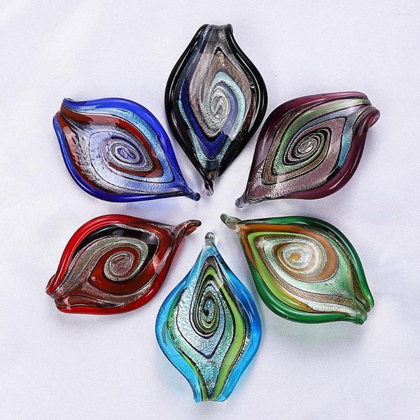 Anhänger Halsketten Qianbei Großhandel 6 stücke Handgemachte Murano Lampwork Glas Mix Farbe Große Blätter Fit Halskette Schmuck Geschenke