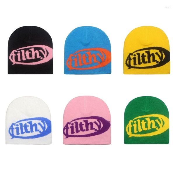 Berets Y2K Hip-Hop Unisex Beanie Hut Männer Herbst und Winter Harajuku Stil Po Requisiten Vielseitige Halloween Pile Bonnet