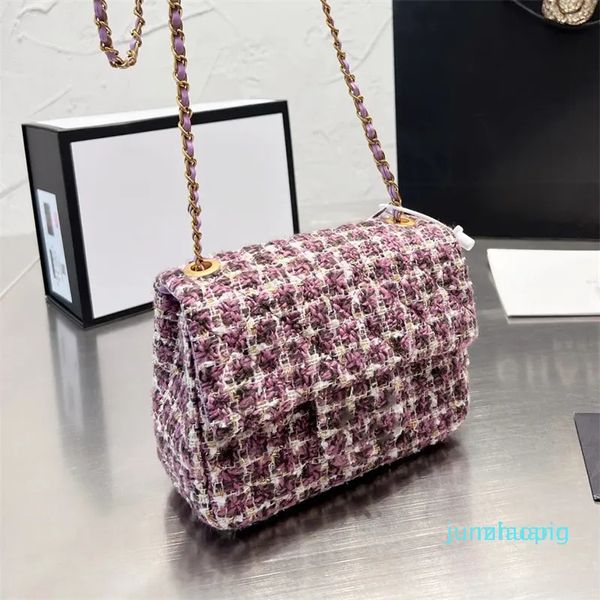 2023-clássico mini aleta tweed bola dourada crossbody sacos matelassê número bolsa de ombro designer de luxo bolsas de corrente bolsa de moedas