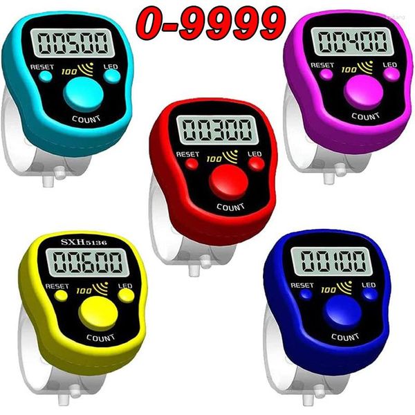 Anelli a grappolo Mini contatore digitale di conteggio Anello segnapunti Fila LED luminoso elettronico Dito Clicker Strumento di conteggio dei numeri