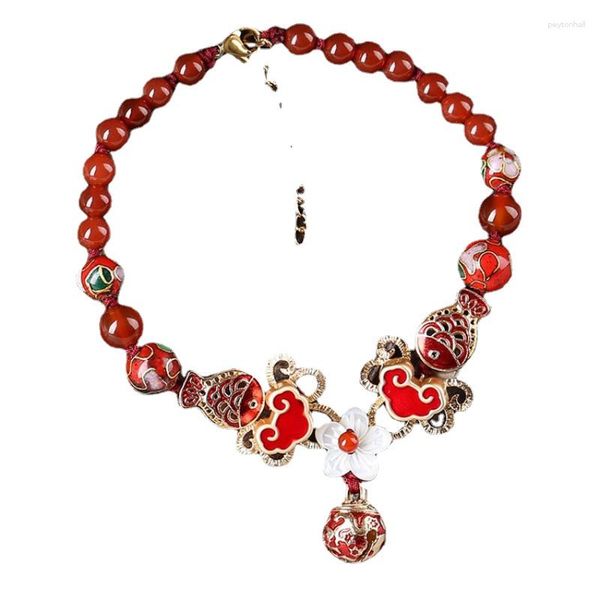 Cavigliere Cavigliera in stile antico 2023 Bracciale con piede rosso cinese retrò con suono di campana femminile alla moda