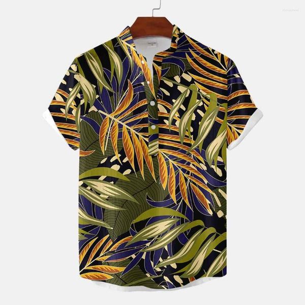 Camisas Casuais Masculinas Alta Qualidade.2023. Hawaii primavera/verão conforto clássico mais recente camisa de linho de manga curta estilo viagem