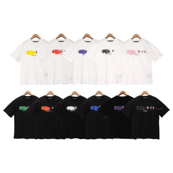 Tasarımcı Pa T-Shirt Lüks Tees Baskı Palms Tişörtler Erkekler Bayan Angle Kısa Kollu Hip Hop Sokak Giyim Üstleri Giyim Giysileri XS-XL