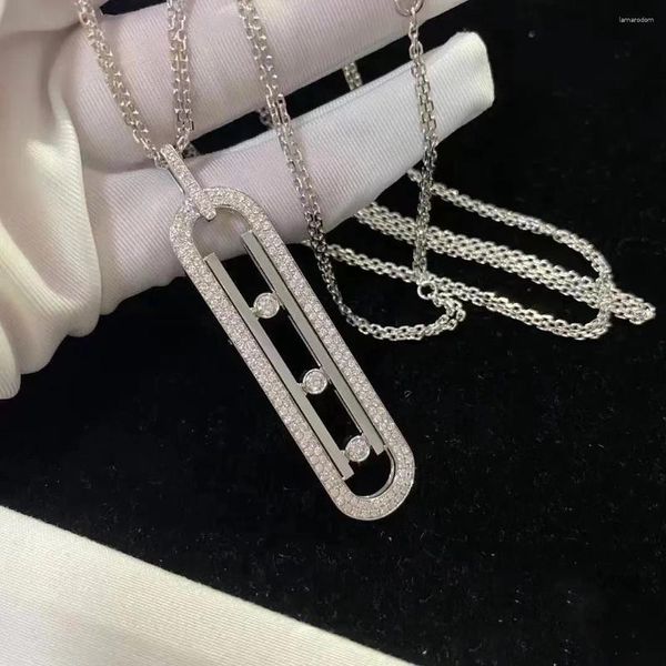 Colares de pingente francês jóias de luxo 925 prata esterlina clássico casal zircão moda urbana camisola feminina colar longo