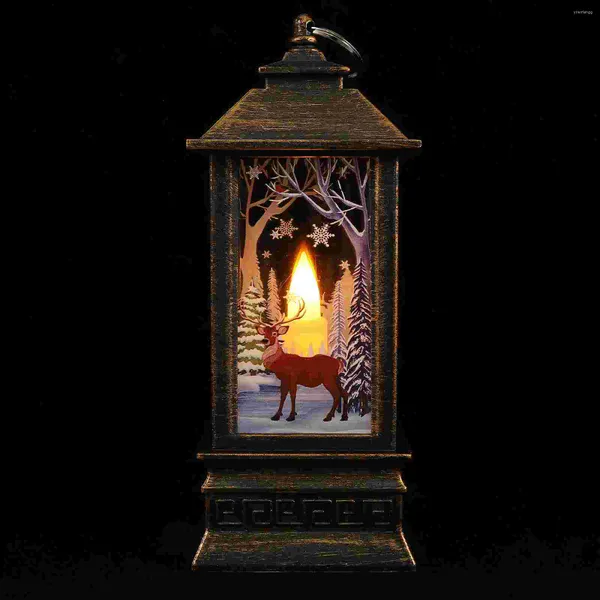 Portacandele Lanterna di Natale vintage Lampada decorativa a luce notturna a led con renna Decorazione per