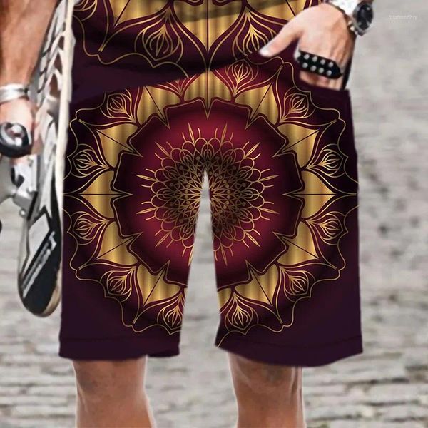 Männer Shorts Sommer Bunte Datura Muster 3D Gedruckt Lose Herren Kleidung Streetwear Coole Lustige Schnell Trocken Mann Casual Mode