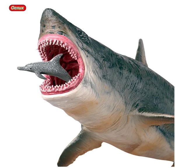 Oenux Savage Marine Sea Life Megalodon Action Figure Classic Ocean Animals Big Shark Fish Modello PVC Collection Toy For Kids Gift