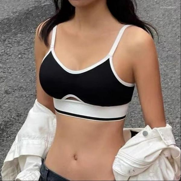 Canotte da donna Intimo sportivo Canottiere da esterno Raccolte esternamente sul retro Senza anello in acciaio Supporto superiore Petto Reggiseno anti-cedimento Sling Estate