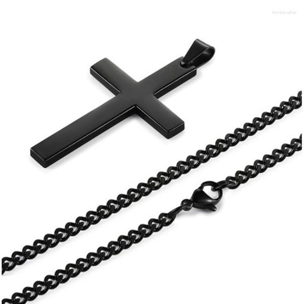 Anhänger Halsketten 4X Vintage Kreuz Halskette Edelstahl Schwarze Kette Männer (60 cm)