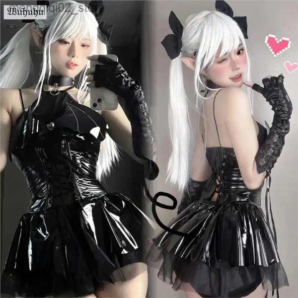 Costume a tema Goth Strega oscura Hollow senza maniche Natale Arriva Demone Gioco Abito Fasciatura Lingerie sexy Uniforme Halloween Arriva per le donne Q231010