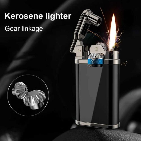 Çakışmalar Yaratıcı Gear Link Petrol Gaz Keroseni Daha Çakmak Yeni Retro Taşınabilir Metal Çakmak YOK Benzin Yağı Puro Çakma Gadget Erkekler M0RB