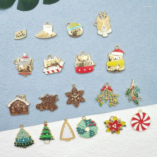 Charms 10 Stück Legierung Charm Cartoon Weihnachtsbaum Welpe Schmuck Zubehör DIY Schlüsselanhänger Halskette Anhänger Emaille