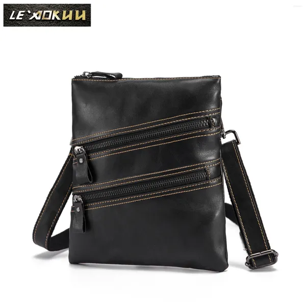 Bolsa de couro de qualidade design masculino ombro mensageiro casual moda cross-corpo 9 