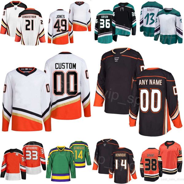 Hockey Reverse 21 Maglie Isac Lundestrom 13 Simon Benoit 36 John Gibson 14 Adam Henrique 33 Jakob Silfverberg 44 Max Comtois 49 Max Jones 38 Derek Grant Kids Uomo Donna