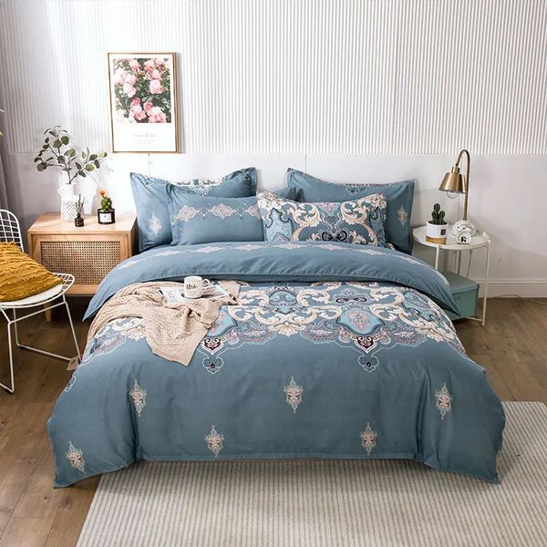 Conjuntos de cama funda nordica conjunto de algodão luxo com fronha cama folha cama edredão casal rainha rei tamanho 2 pessoas 231009
