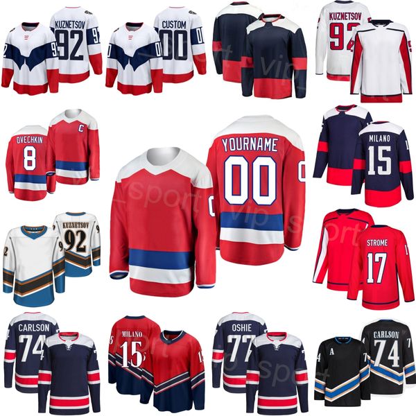 Frauen Männer Jugend Hockey 74 John Carlson Trikot 9 Ryan Leonard 8 Alex Ovechkin 17 Dylan Strome 92 Evgeny Kuznetsov 77 T.J. Oshie 15 Sonny Milano Winter Classic Individueller Name