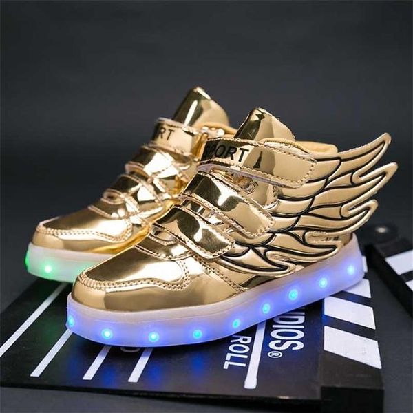 UncleJerry Scarpe luminose per bambini con ali per ragazzi e ragazze Sneakers LED con pelliccia all'interno Scarpa divertente USB ricaricabile 211022208z