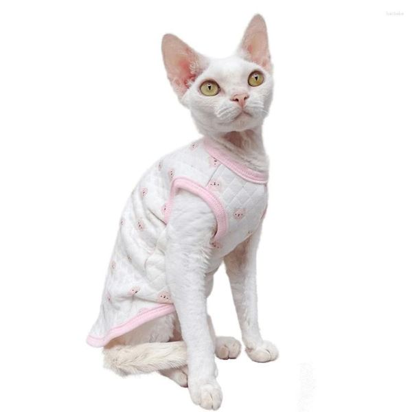 Trajes de gato Sphynx Hairless Devon Rex Roupas Engrossar Acolchoado Quente Anti-alergia Bebê Colete de Algodão Anti-Derramamento Gatinho