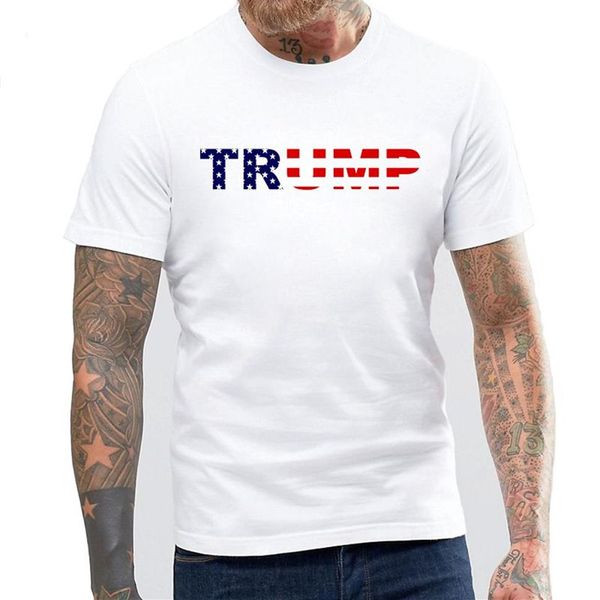 ABD Yeni Başkan Trump Taraftarları Tezahürat Erkekler Tişörtleri Trump Mektupları Pamuk Kısa O-Neck Tshirt Erkekler Marka Giysileri270o