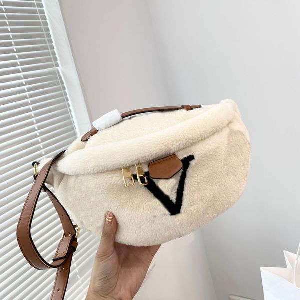 Женская зимняя поясная сумка на талии Тедди, роскошные дизайнерские нагрудные сумки louiseits, сумка через плечо из овечьей шерсти, мягкая меховая сумка на пояс, классические сумки на ремне, рюкзаки