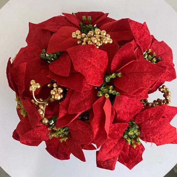 Fiori decorativi Realistico fiore artificiale Ornamento festivo Decorazioni natalizie riutilizzabili in vaso di Natale per desktop