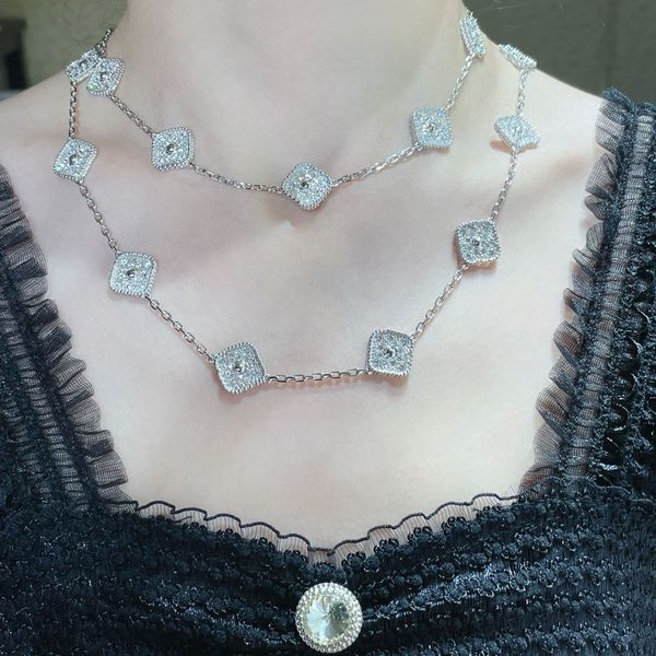 Novo colar van trevo moderno correntes longas joias de grife para mulheres meninas colares cleef Aço inoxidável banhado a ouro ouro prata Vários métodos de uso