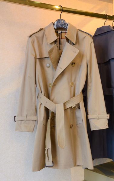 Trench-coat Kensington pour homme, manteau long noir kaki, ceinture à revers, neuf