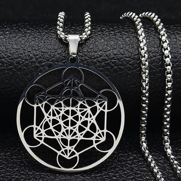 Colares Pingente 316 Aço Inoxidável Metatron Cubo Colar Estrela de David Chakra Yoga Meditação Hip-hop Cadeia Homem Mulher Jóias 224E