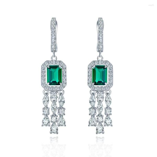 Brincos de garanhão 925 prata esterlina 6 8mm criado moissanite diamante borla esmeralda para mulheres brilhando noivado jóias finas 2023