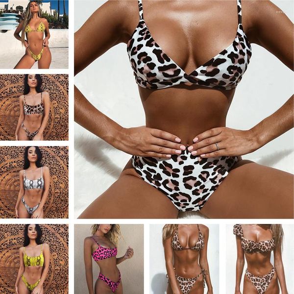 Mulheres de banho brasileira push up bikini mujer mulheres maillot de bain femme maiô sexy leopardo impressão maiô biquini