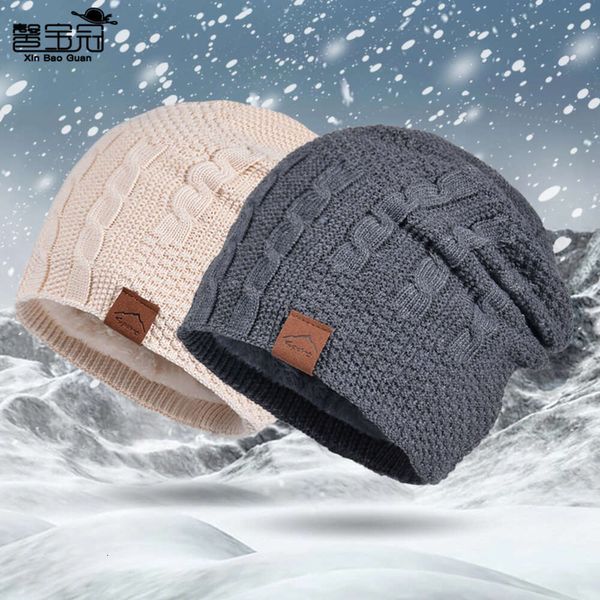 9615 Protezione dal freddo per esterni da uomo nuovo inverno caldo lavorato a maglia con cappello per capelli pullover in peluche