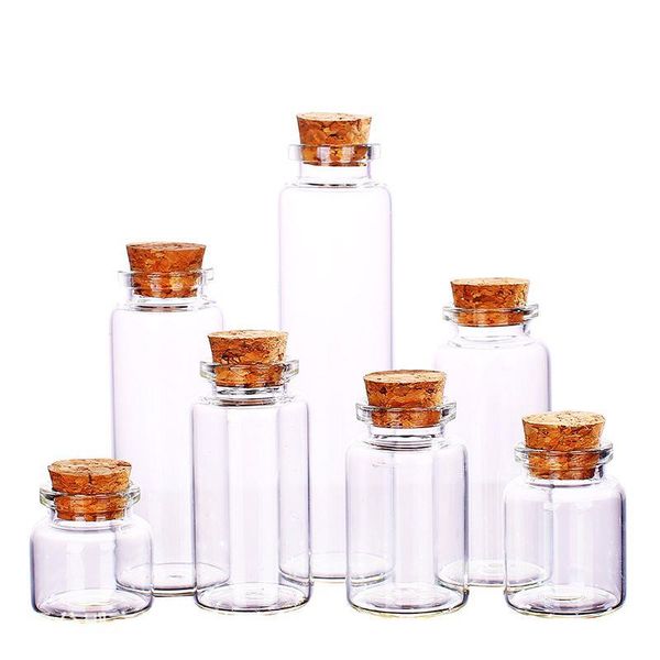 Durchmesser 30 mm, flacher Boden, Klarglasflasche, Fläschchen, transparenter Reagenzglas-Teeverpackungsbehälter mit Korkstopfen