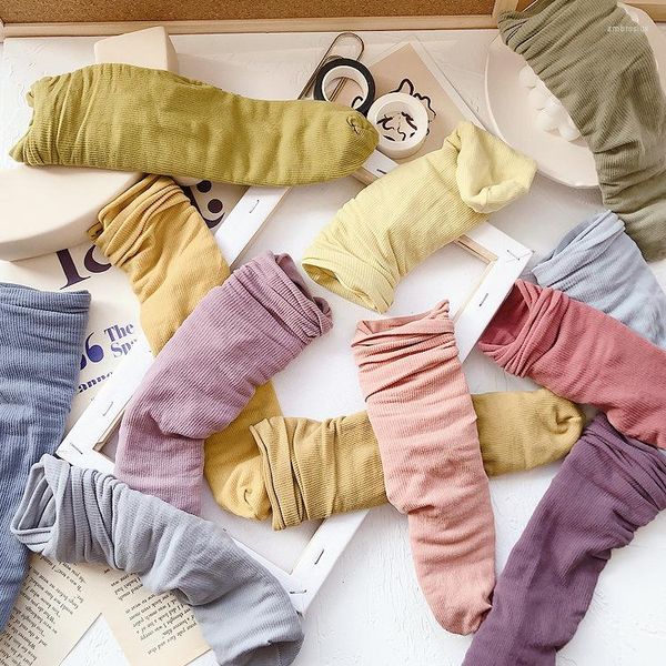 Meias femininas meias de veludo gelo morandi cor pilha japonesa fina verão confortável tubo