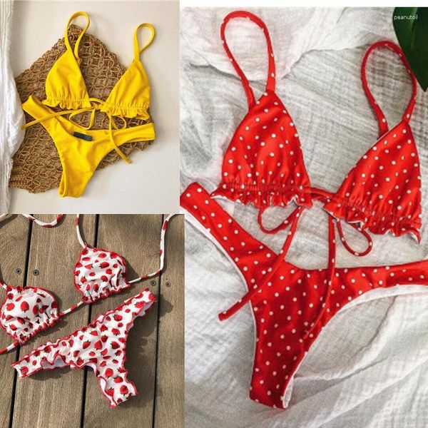 Kadın Mayo Polka Dot Bikinis 2023 Mujer Femme Mayo Plaj Dize Mayo Takım Mahşet De Bain Seksi Brezilya Bikini