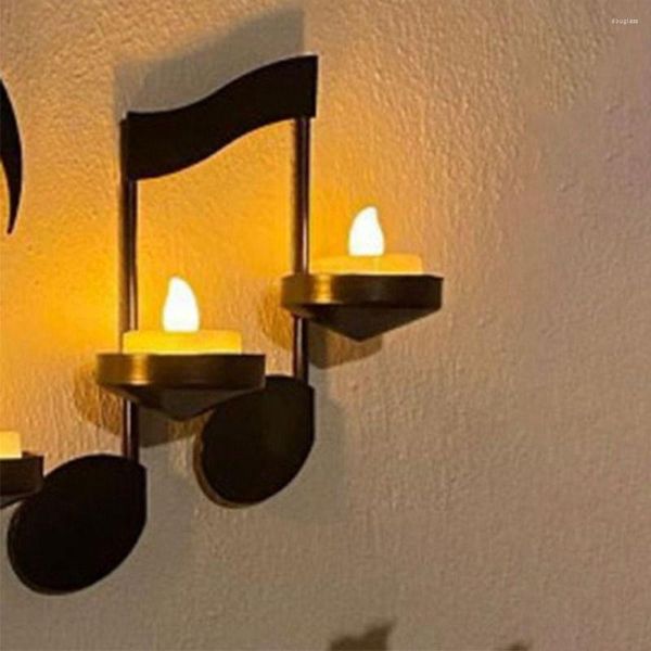 Castiçais decoração para casa à luz de velas jantar preto música nota chave forma luz display suporte castiçal acessórios